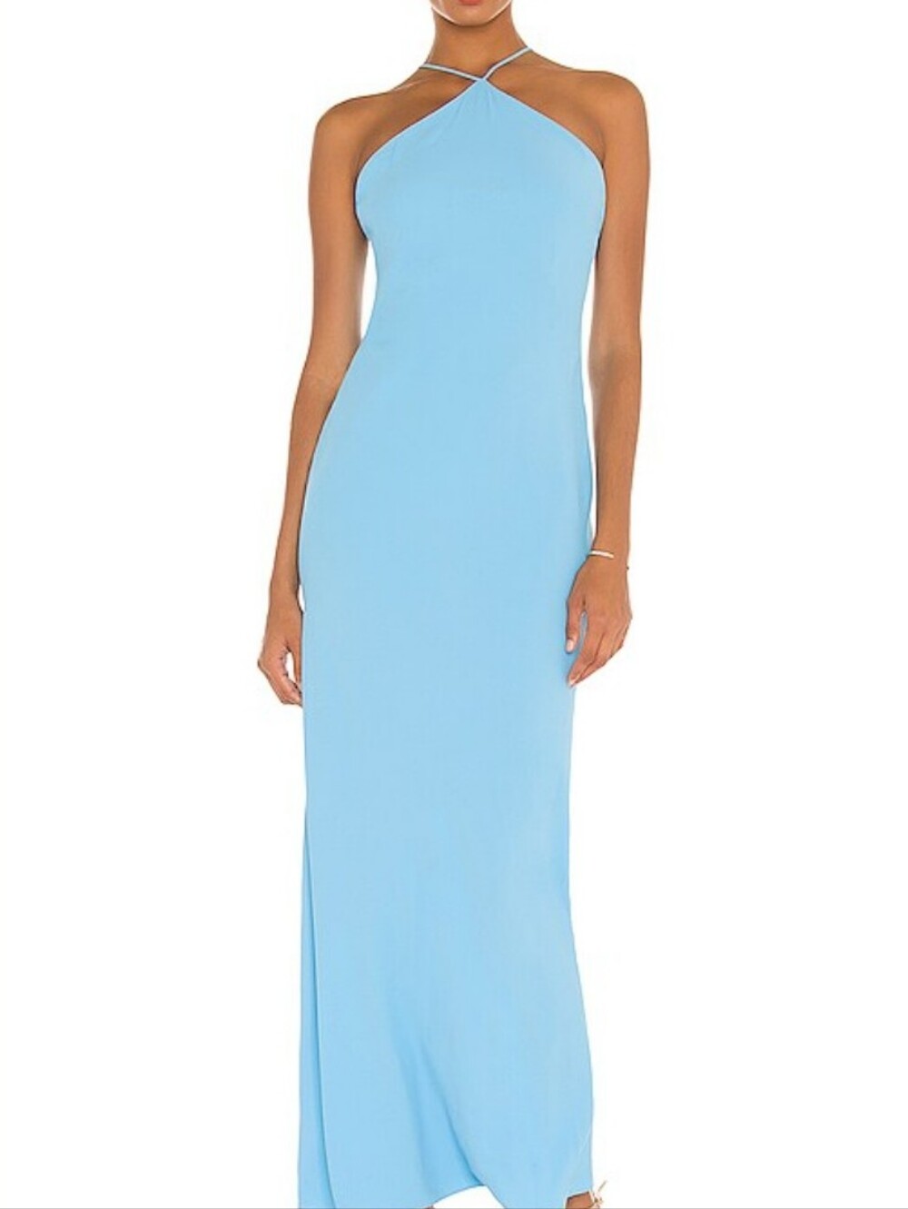 Amanda Upridge Light Blue Asymmetric Strappy Maxi Dress